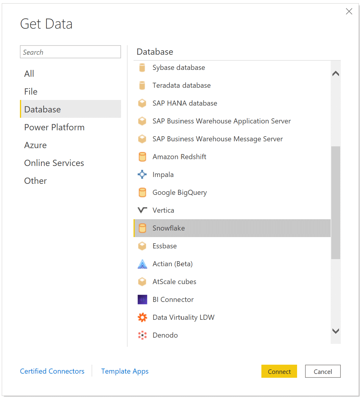 get data from snowflake into Power BI