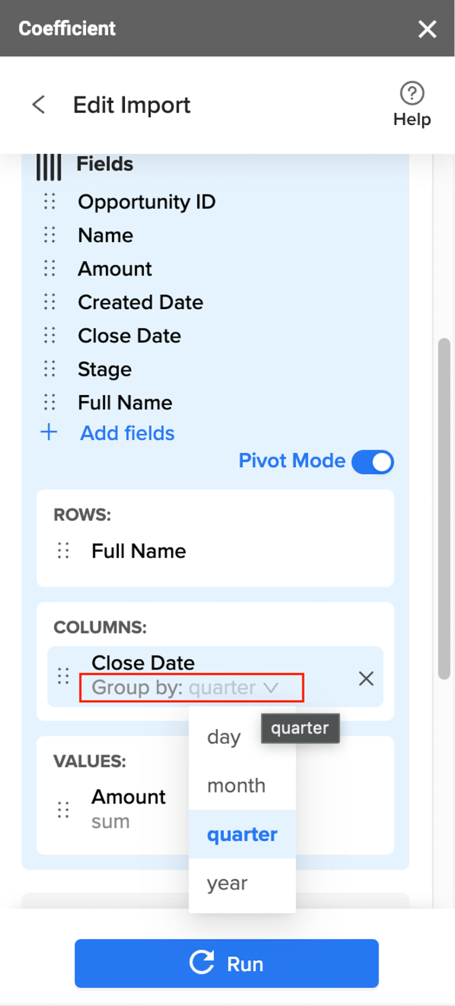 group salesforce data for spreadsheets