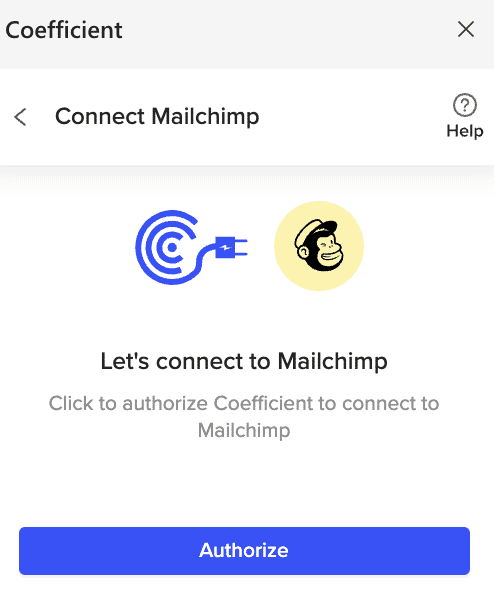 Authorize Mailchimp connection through Coefficient
