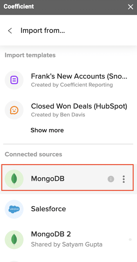 Select Collections & Fields to start importing