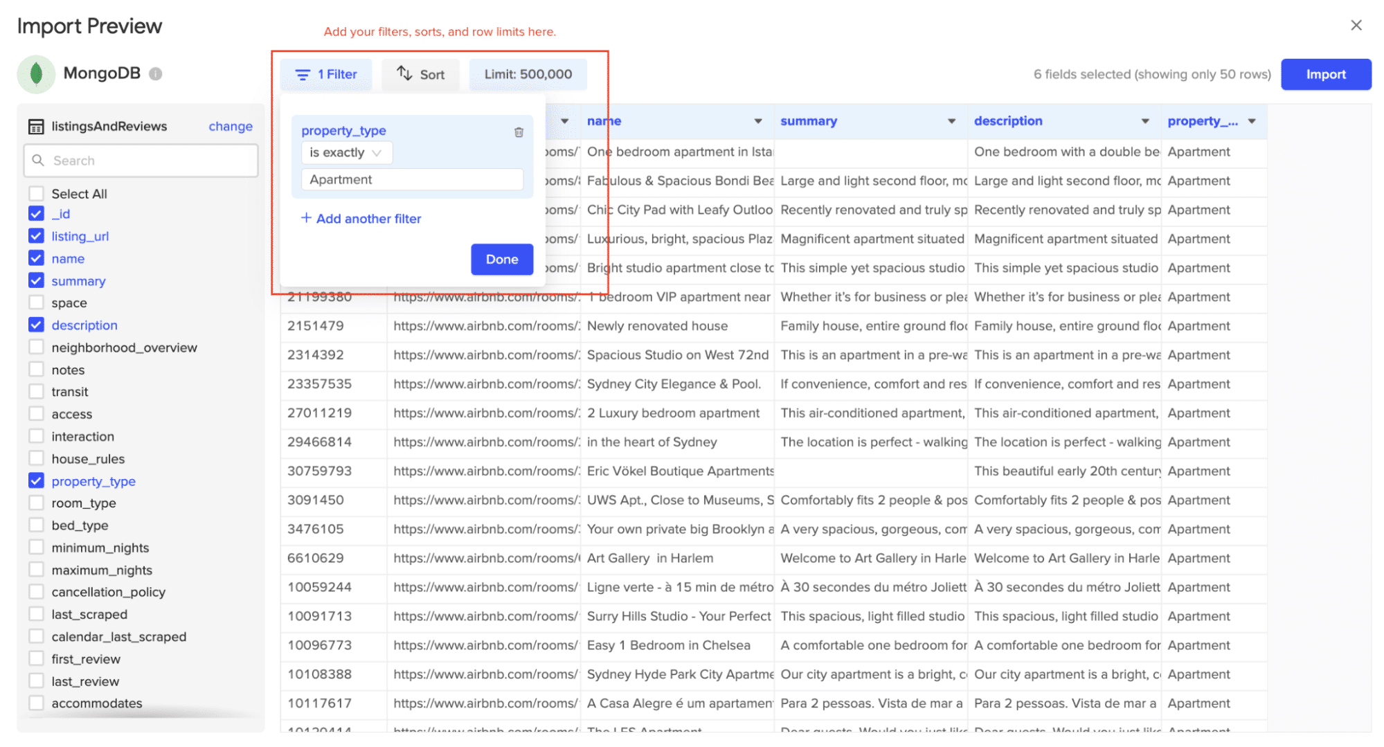 Preview for MongoDB Data Export to Google Sheets using Coefficient add-on
