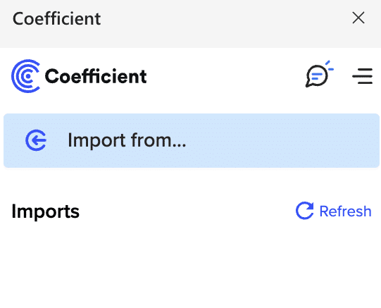 Click on Import from in Coefficient
