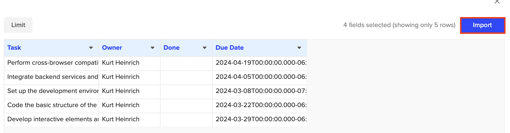 import coda to excel