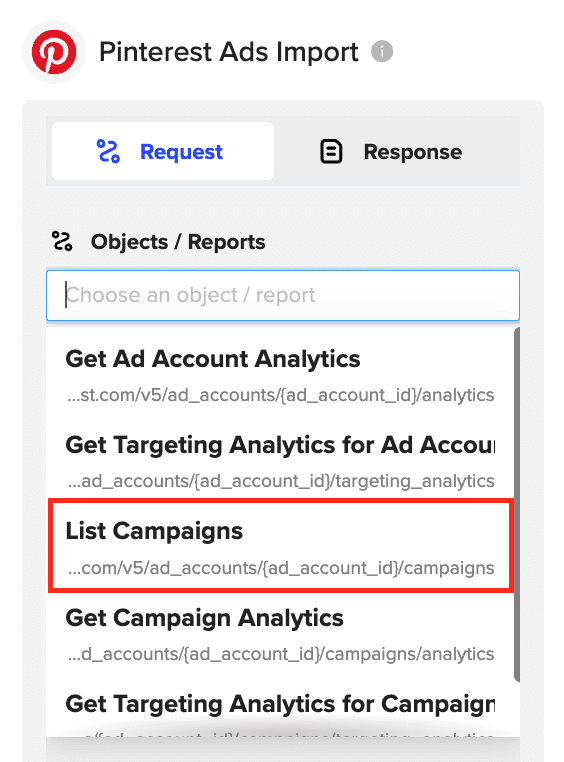 export pinterest ads campaign data into excel