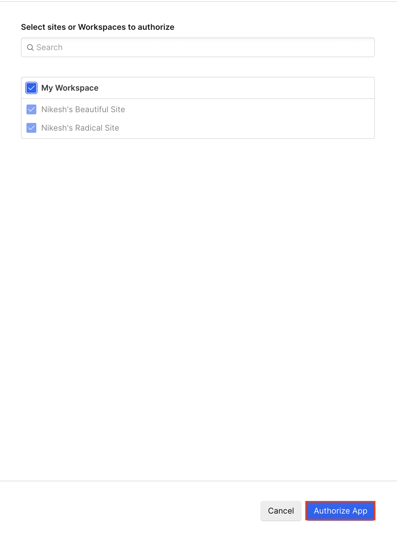 select webflow workspace to pull data into google sheets