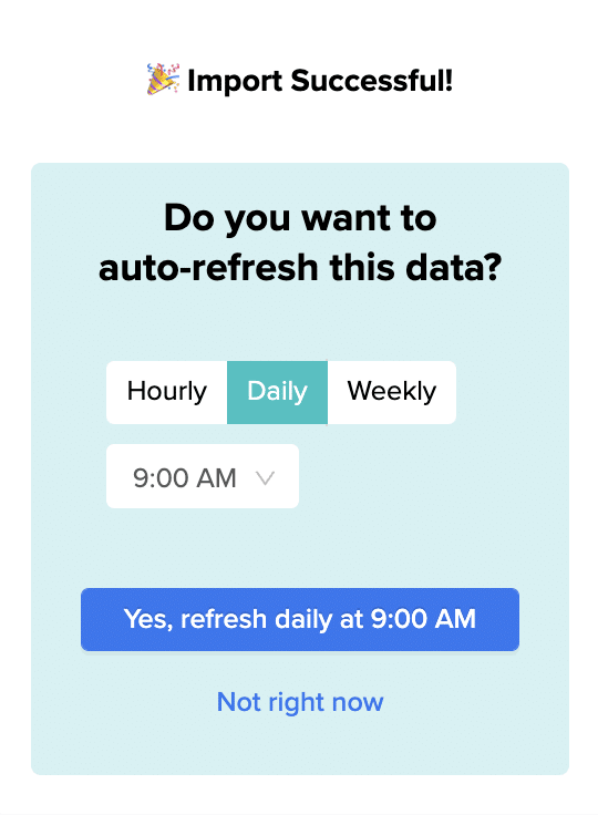 set webflow data on a refresh schedule in google sheets