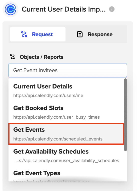 get request of calendly events into excel