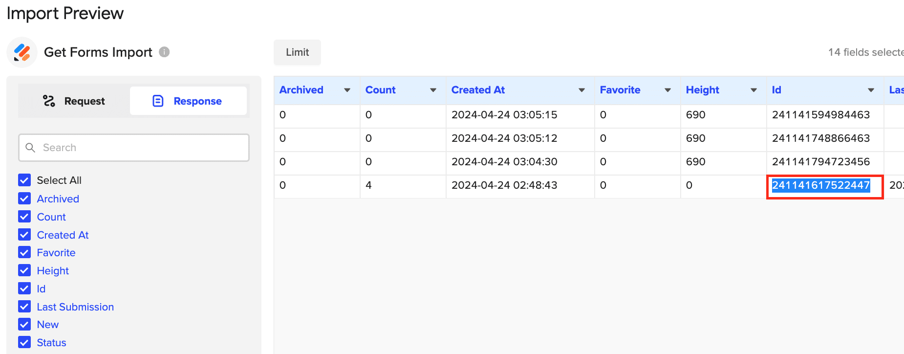 preview jotform form data before pulling into google sheets