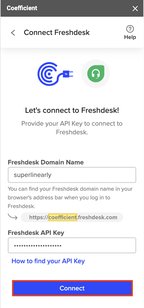 authorize freshdesk connection with google sheets with coefficient