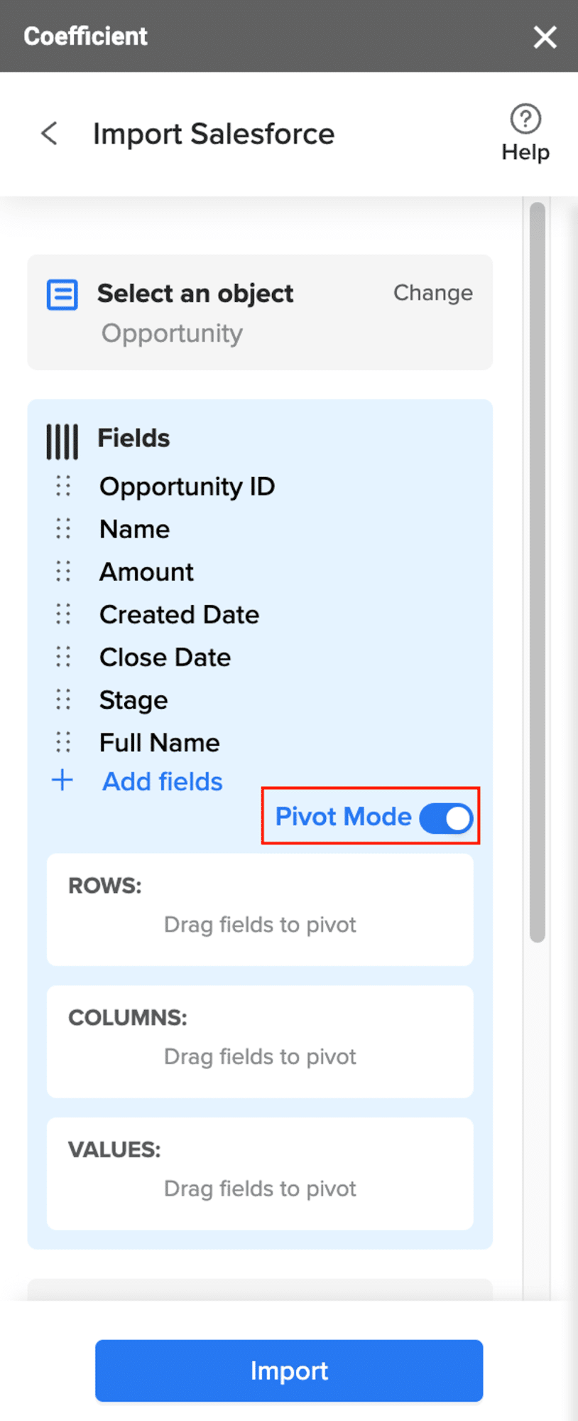 import salesforce pivot into google sheets