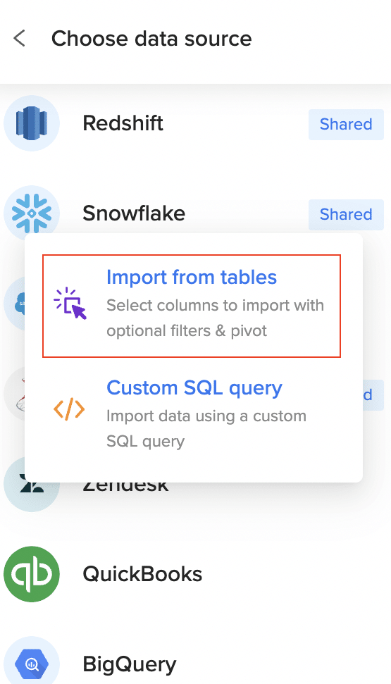 import snowflake data from tables into spreadsheet