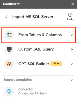 import sql server data into spreadsheets with coefficient