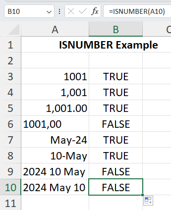 isnumber examples