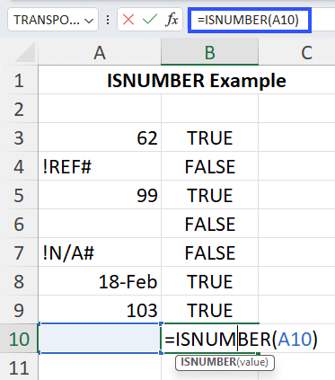 isnumber with blank cells