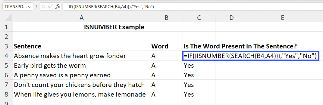 search function with isnumber function