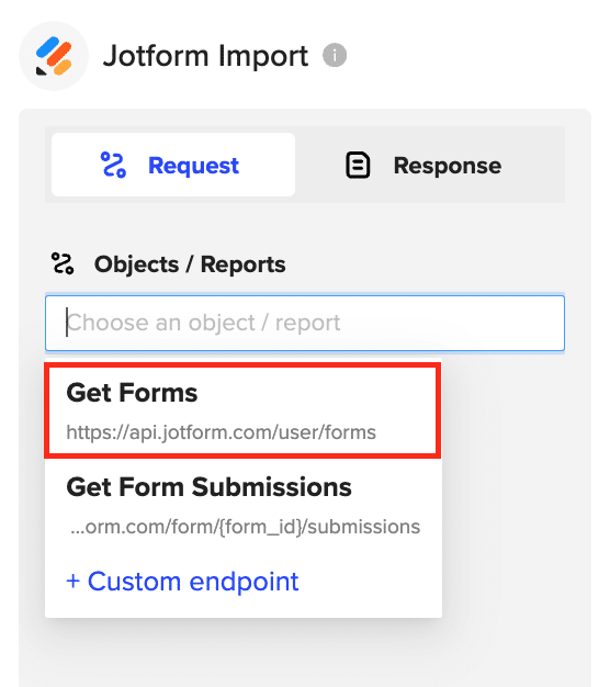select 'Get Forms' from the dropdown