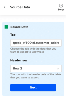 select snowflake data table