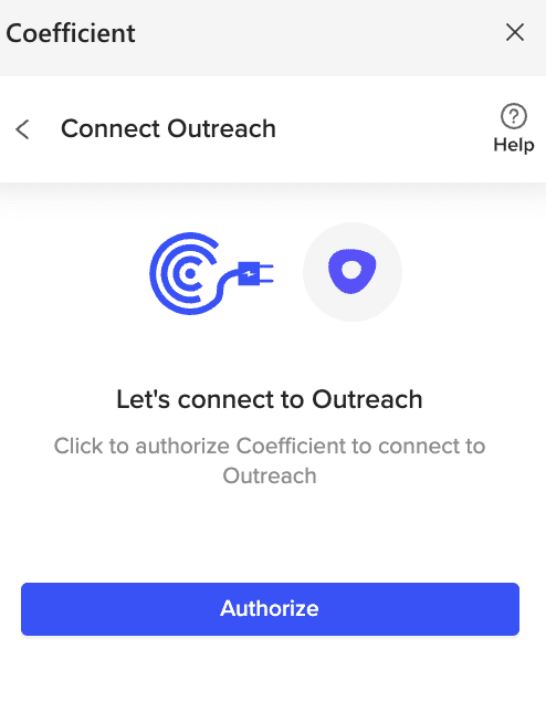 Following the prompts to authorize Coefficient to access your Outreach account.