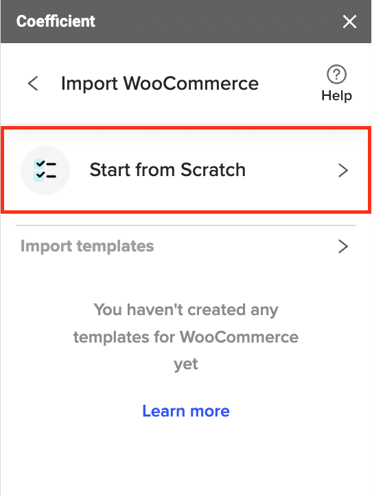 Choosing fields to include in the import and clicking “Import” to fetch the data into Google Sheets.