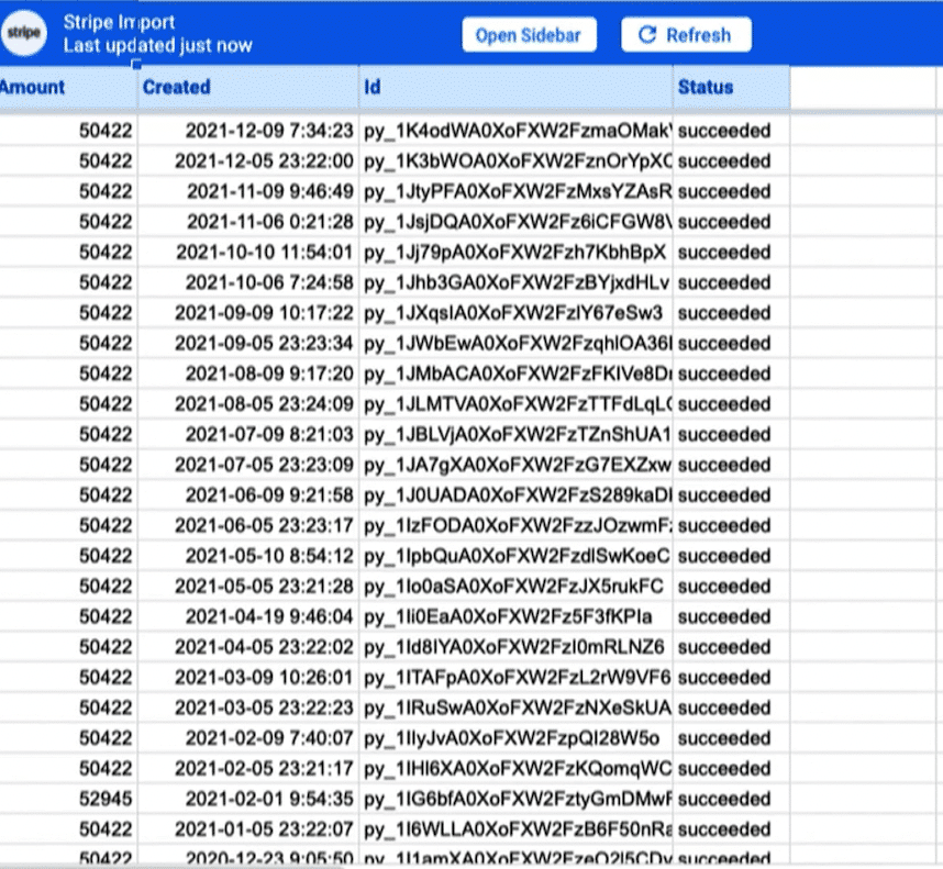 Import data populating the spreadsheet within a few seconds or minutes.
