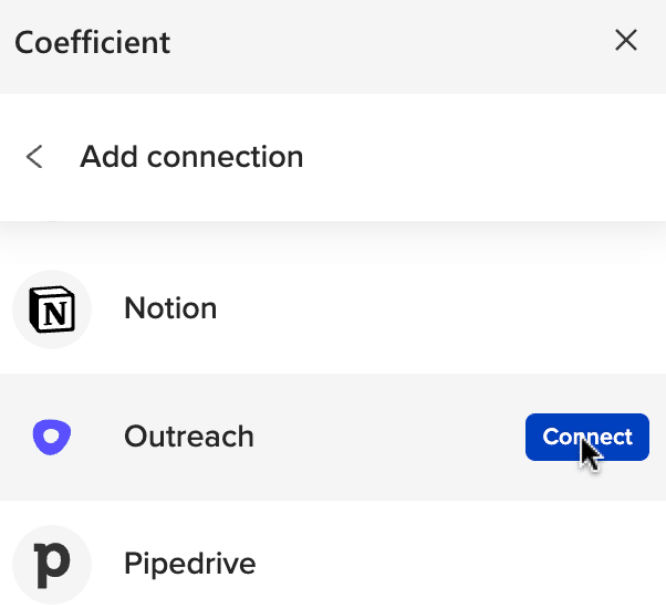 scrolling down until you see outreach and clicking ‘Connect.’