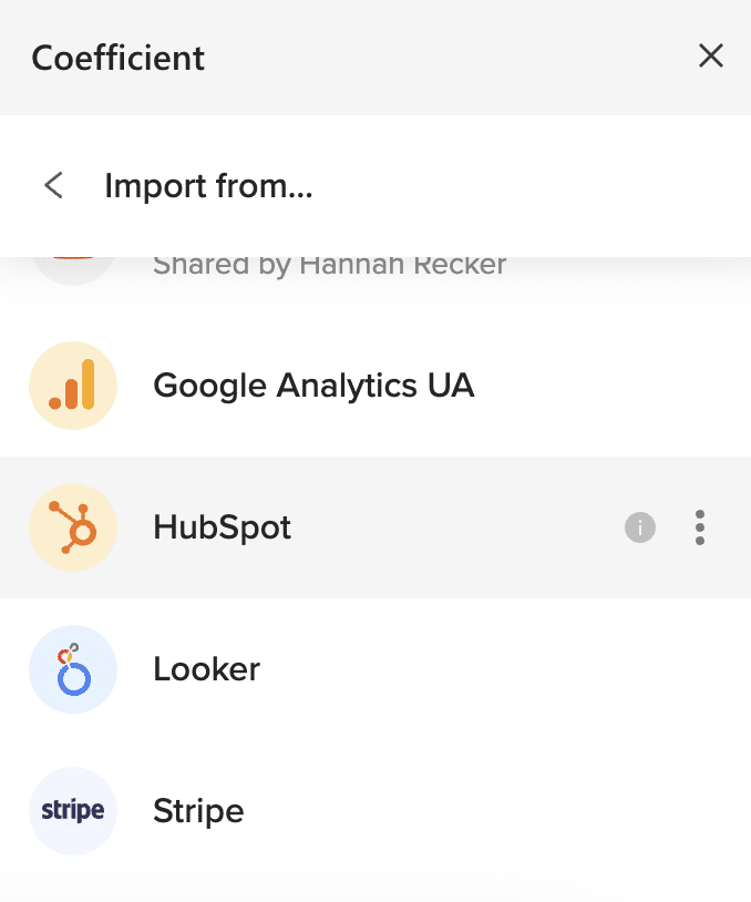 Scrolling down until you find HubSpot in the menu and selecting it.