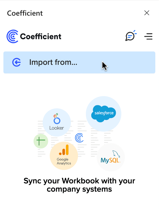Selecting ‘Import from…’ in the Coefficient sidebar.