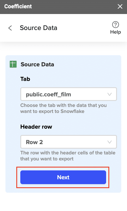 Selecting the tab and header rows in your spreadsheet that contain the data to export.