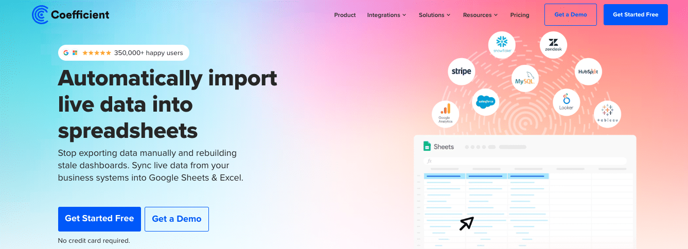a screenshot of coefficient's homepage
