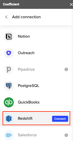 Adding Redshift connection