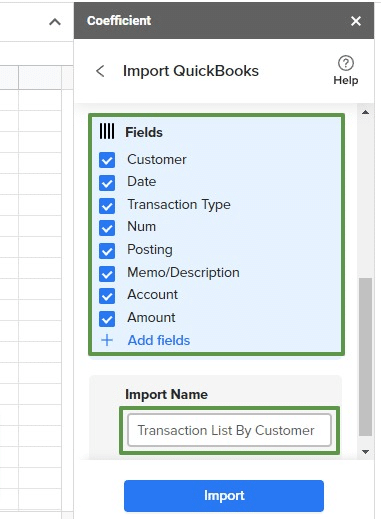 Choosing fields for import