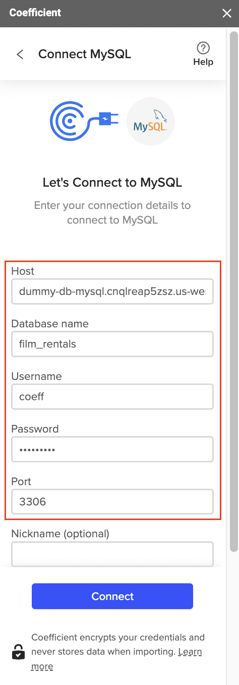 Connecting to MySQL