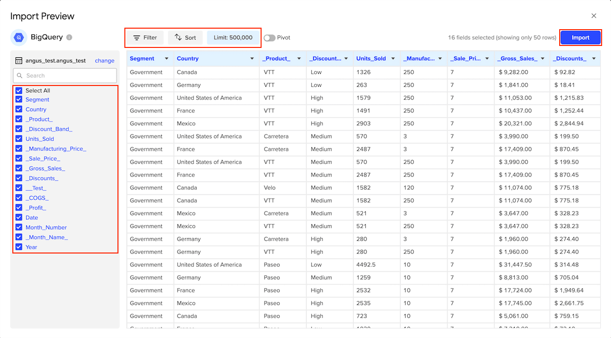 Customizing import settings