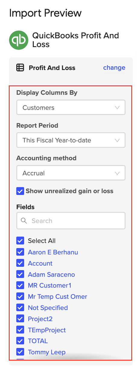 Importing data to spreadsheet