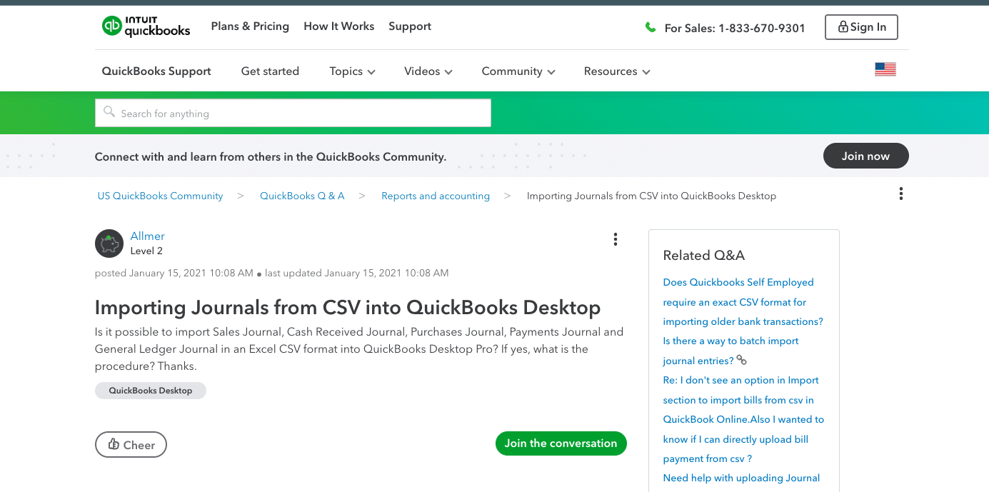 QuickBooks help center article