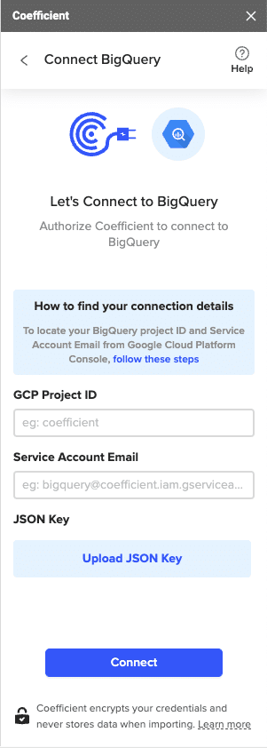 Selecting BigQuery import