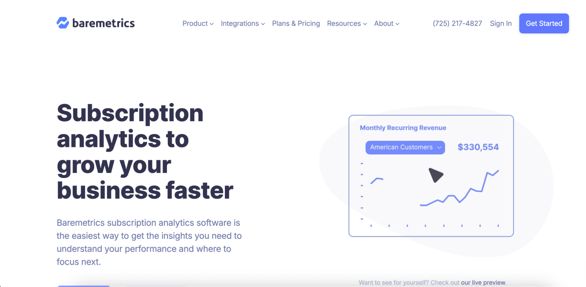 Baremetrics dashboard displaying subscription analytics for Stripe.