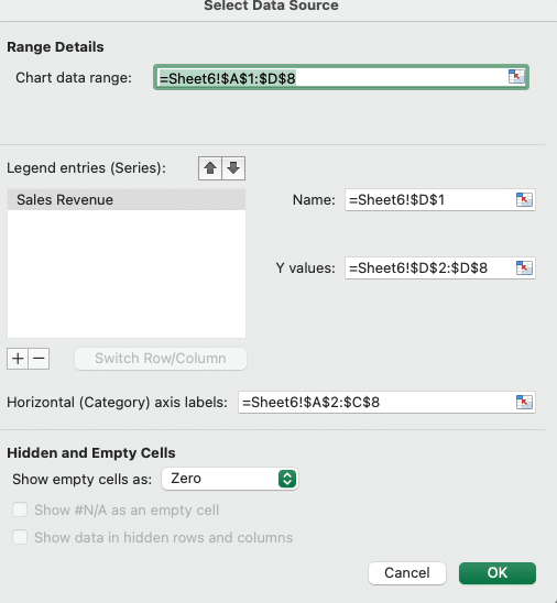 Accessing the Select Data Source dialog to reorder hierarchy.