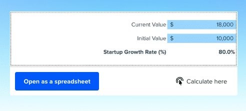 Screenshot of Coefficient’s Startup Growth Rate Calculator, showing tools to track growth in key startup metrics.