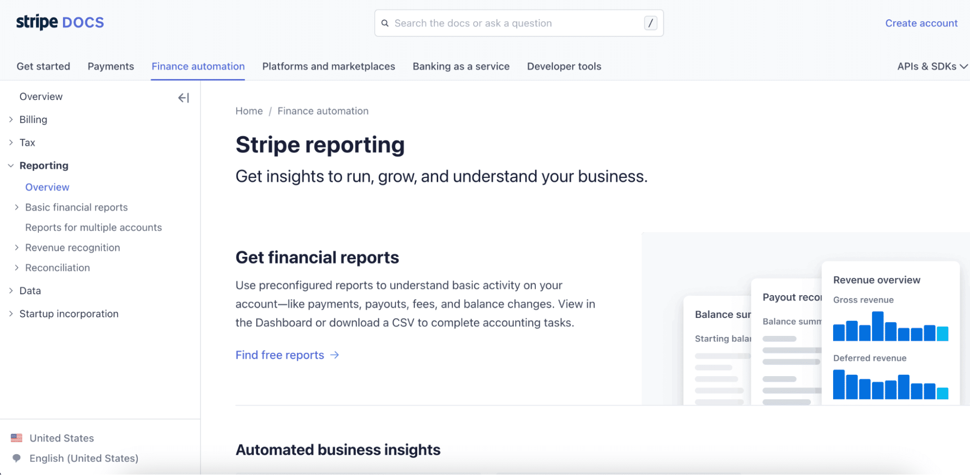Stripe native reporting dashboard showing real-time transaction monitoring.