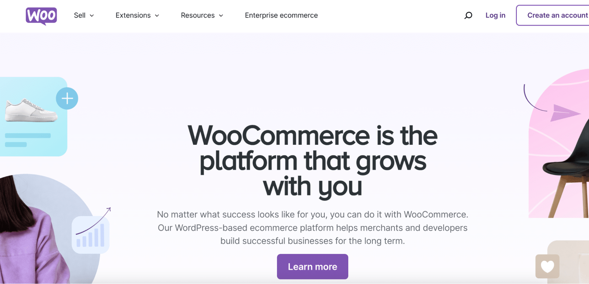 WooCommerce homepage featuring e-commerce plugin for WordPress with Stripe payment processing.