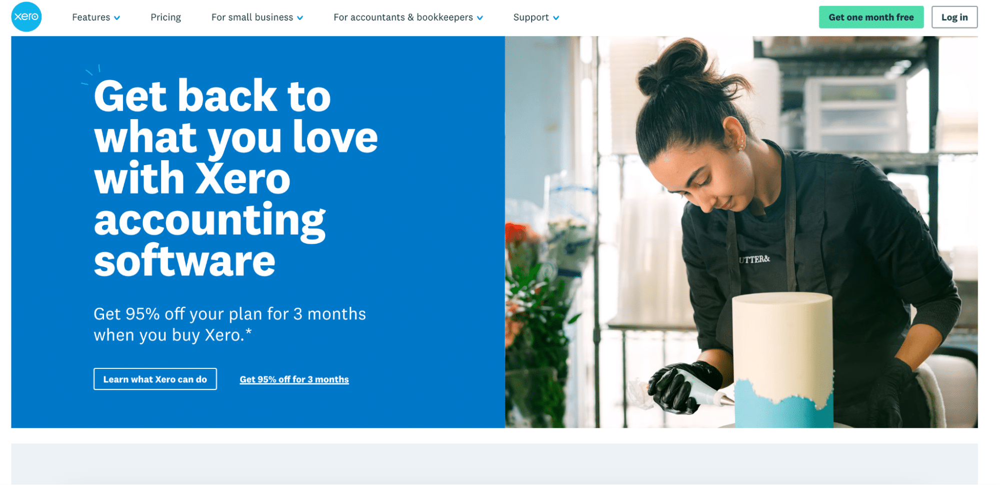 A screenshot of Xero homepage.
