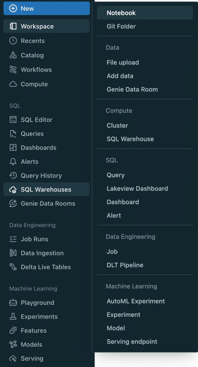 Screenshot showing how to run a SQL query in Databricks and download the results as a CSV file.
