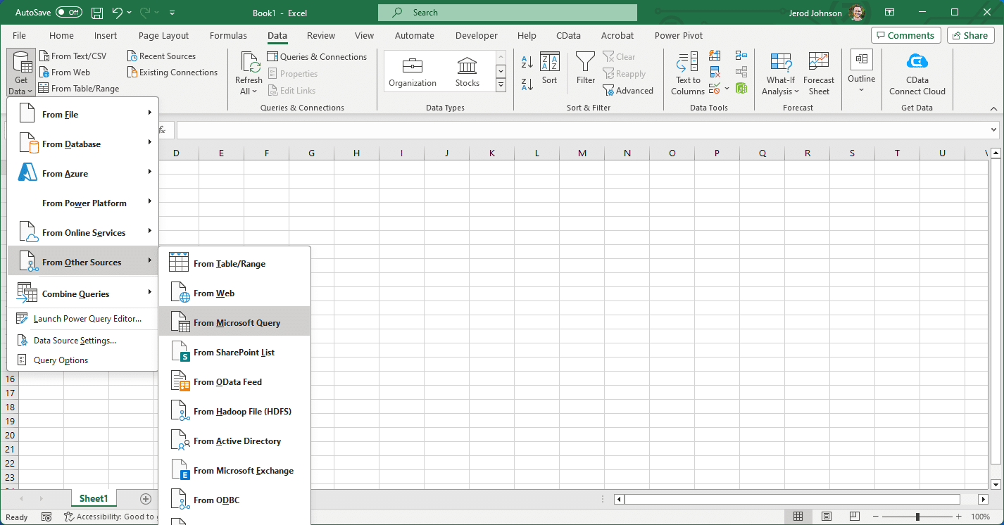 Screenshot showing the ODBC driver setup window for connecting Databricks to Excel.