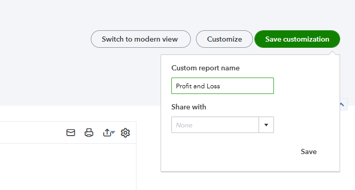 Selecting "Save Customization"