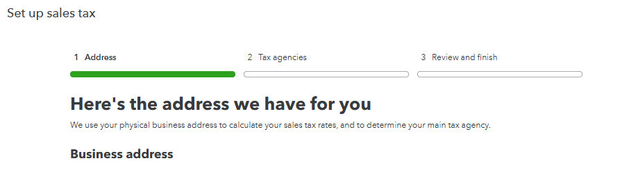 A screenshot of the first prompt confirming the tax rate based on location.