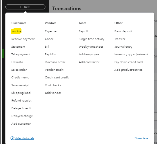 Importing previous estimate into invoice module screen