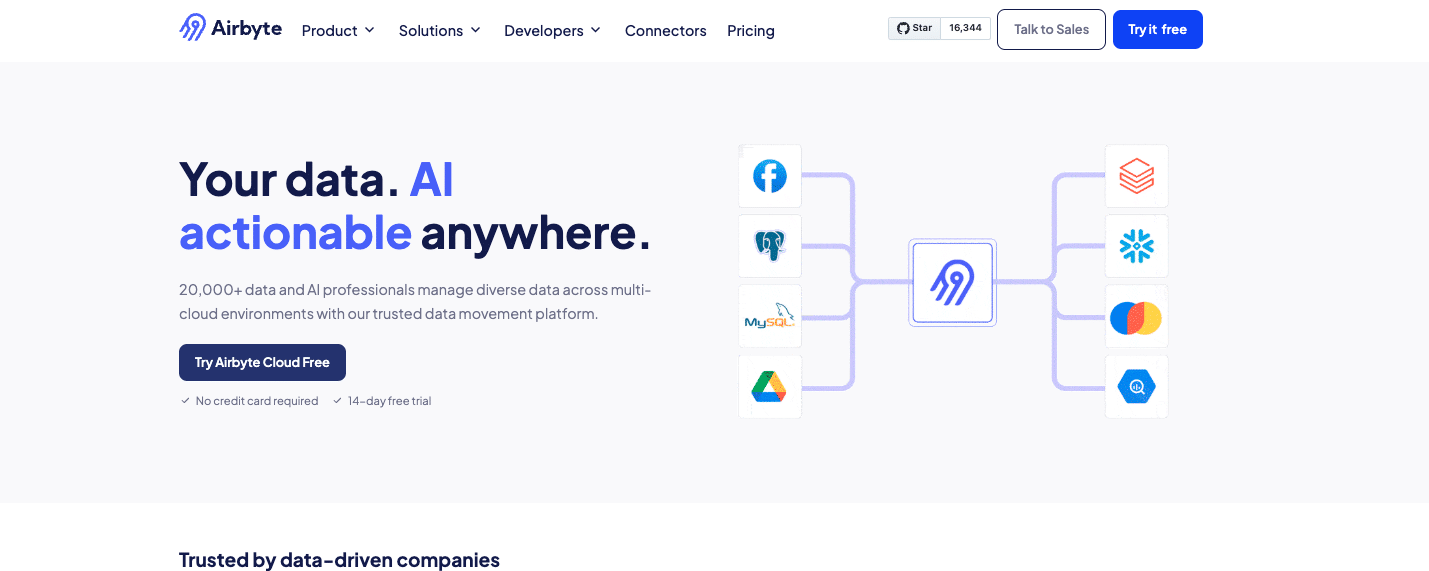 Screenshot of AirBites homepage