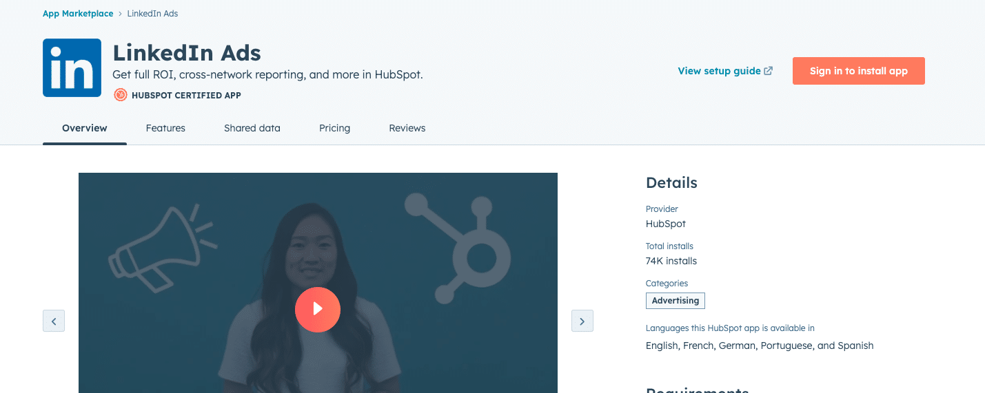 Screenshot of LinkedIn ads from HubSpot marketplace.
