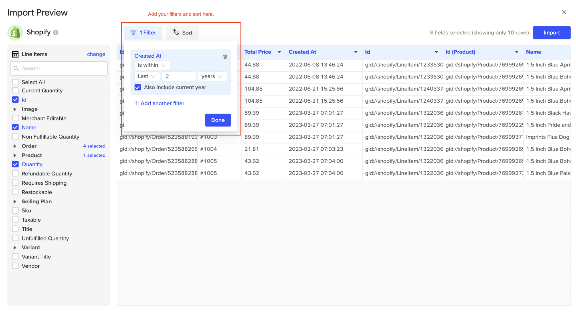 Field Confirmation Interface for importing data